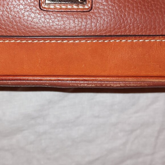 DOONEY & BOURKE ALL WEATHER LEATHER ZIP ZIP SATCHEL 2 HANDLE CROSSBODY AMBER - Picture 10 of 15